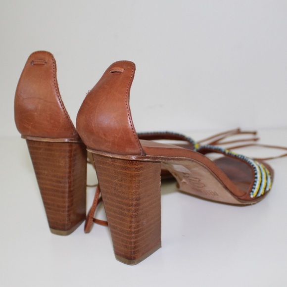 Pelle Moda Leather Lace Up Heeled Sandal 8.5 - Picture 4 of 12